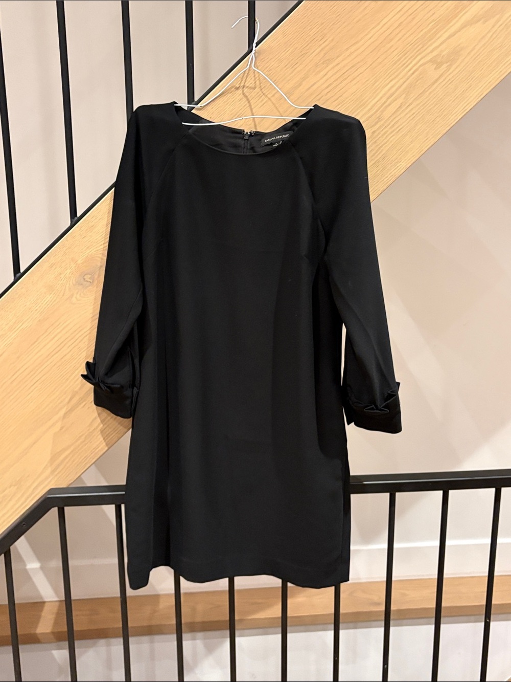 Banana Republic Black Mini Shift Dress with Tied Cuffs